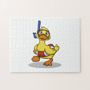 Ente mit Schnorchelmaske  Rückenfarbe Puzzle