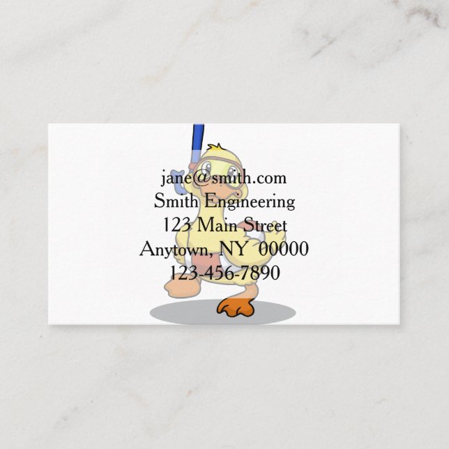 Ente mit Schnorchelmaske| Rückenfarbe Visitenkarte (Vorderseite)