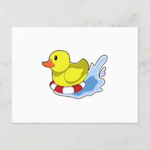 Ente mit Schwimmring im Wasser.PNG Postkarte