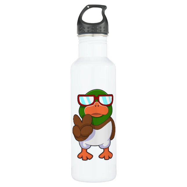 Ente mit Sonnenbrille Edelstahlflasche (Vorderseite)