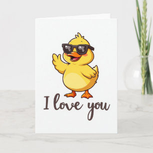 Ente mit Sonnenbrille Ich liebe dich Karte