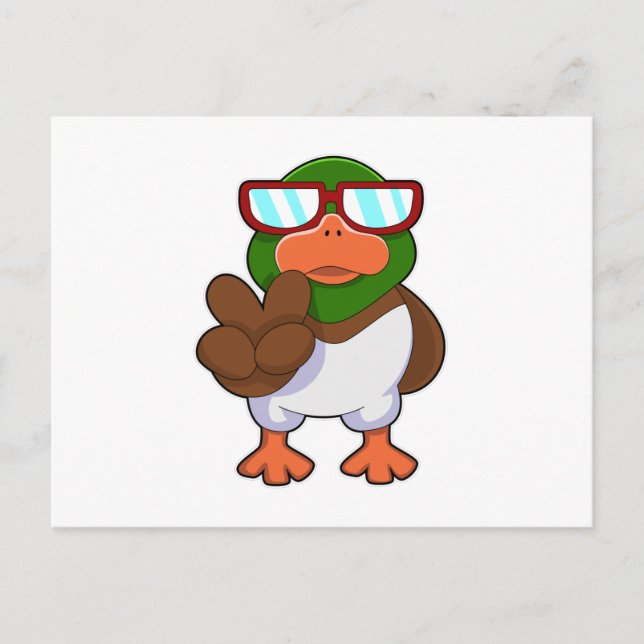 Ente mit Sonnenbrille Postkarte (Vorderseite)