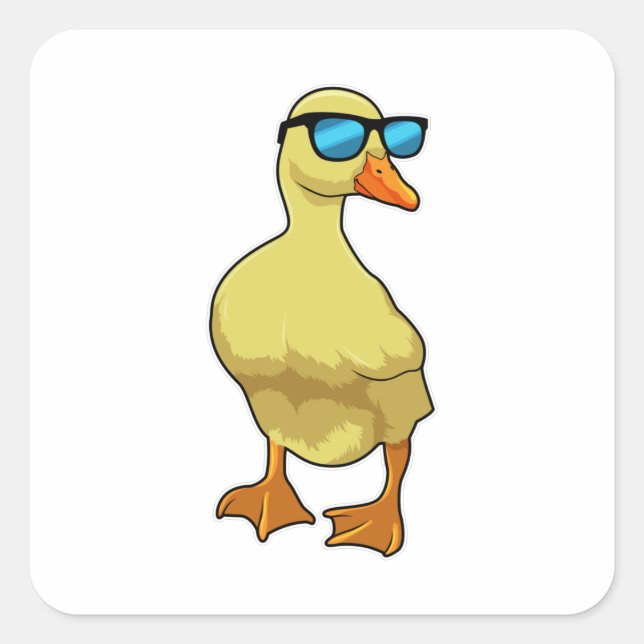 Ente mit Sonnenbrille Quadratischer Aufkleber (Vorderseite)