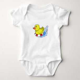 Ente mit Swim-Ring in Wasser.PNG Baby Strampler