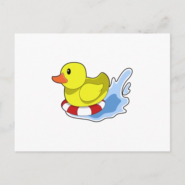 Ente mit Swim-Ring in Wasser.PNG Postkarte (Vorderseite)