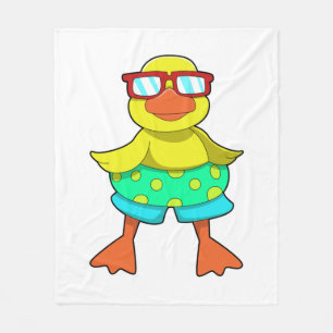 Ente mit Swim Ring & Sonnenbrille Fleecedecke