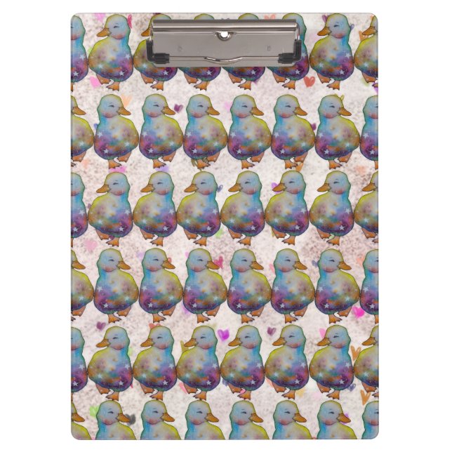 Ente namens Regenbogen Klemmbrett (Vorderseite)