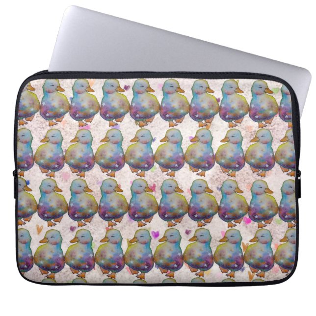 Ente namens Regenbogen Laptopschutzhülle (Vorderseite)