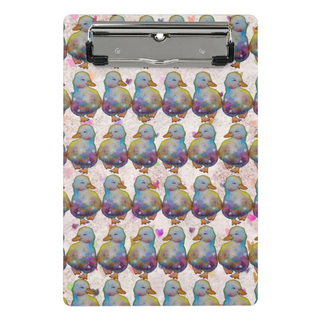 Ente namens Regenbogen Mini Klemmbrett (Vorderseite)