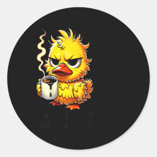 Ente schauen sich je jemanden an und denken, warum runder aufkleber