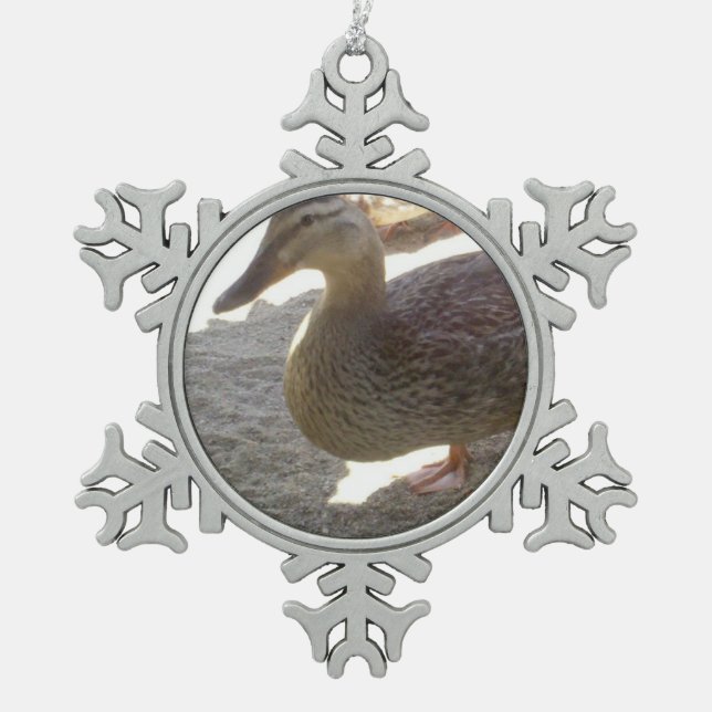 Ente Schneeflocken Zinn-Ornament (Vorderseite)