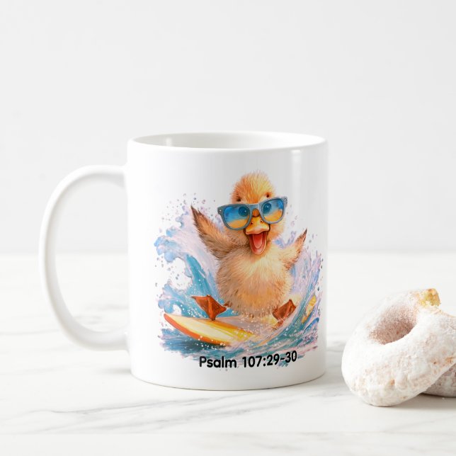 Ente teilt das Wort  Kaffeetasse (Mit Donut)