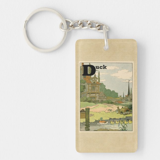 Ente und Entlein, die auf dem Fluss schwimmen Schlüsselanhänger (Vorderseite)