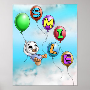 Ente und Luftballons Poster