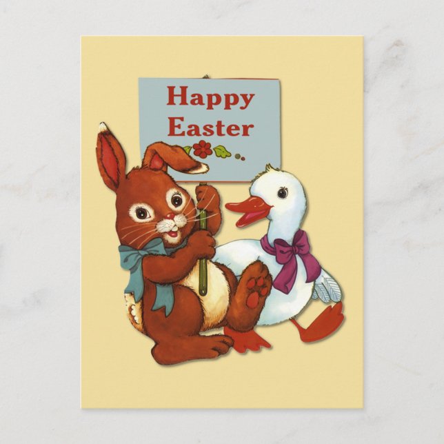 Ente und Ostern Feiertagspostkarte (Vorderseite)