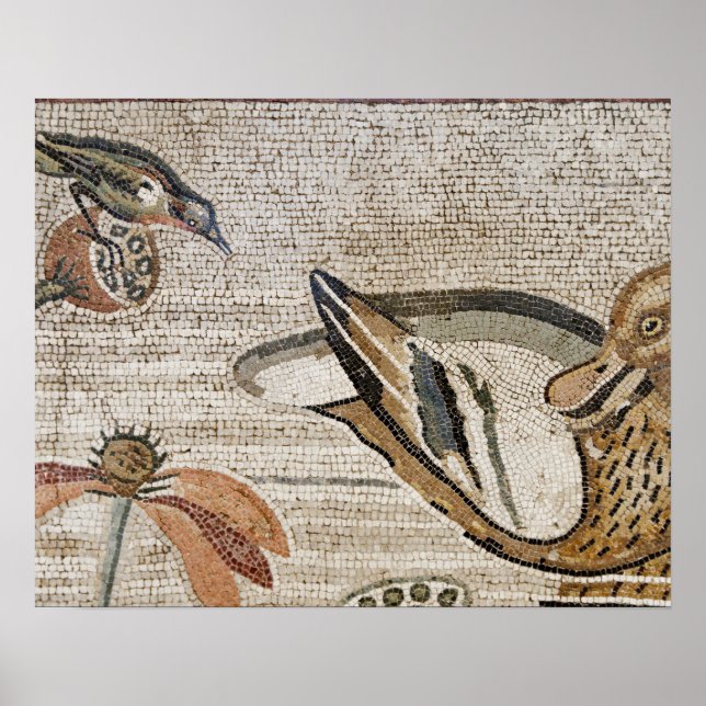 Ente und Vogel, Nilmosaik, Haus des Faun Poster (Vorne)