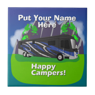 Entegra Aspire RV Blue Happy Camper Design Fliese