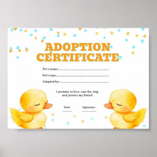 Enten Adoptieren Sie eine Haustierbescheinigung Poster