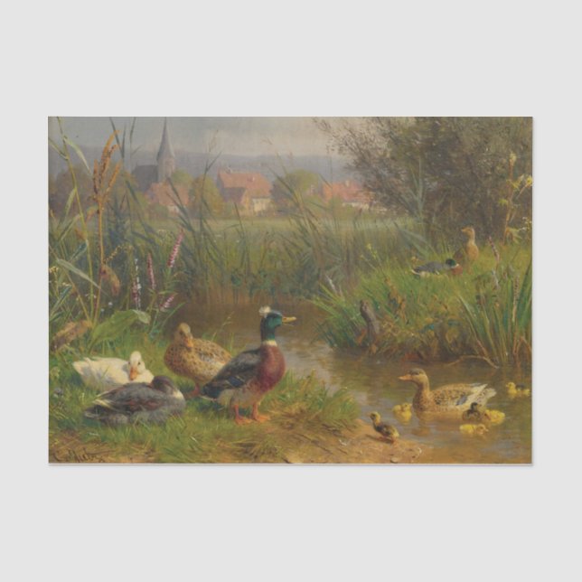 Enten am Bach von Carl Jutz Seidenpapier (Vorderseite)