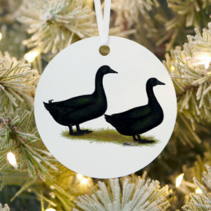 Enten: Black Cayugas Ornament Aus Metall
