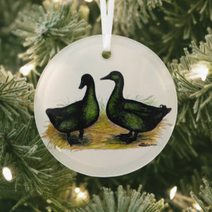 Enten: Cayuga Pair Ornament Aus Glas