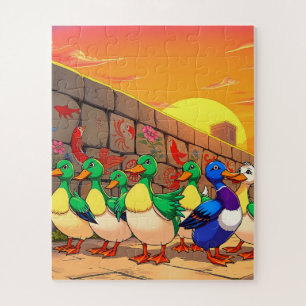 Enten, die auf einem Pfad spazieren Puzzle