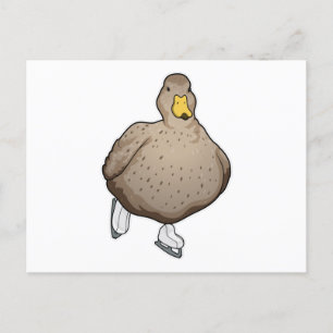 Enten-Eislaufen-Schlittschuhe Postkarte