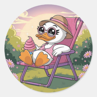 Enten essen Sommereis Runder Aufkleber