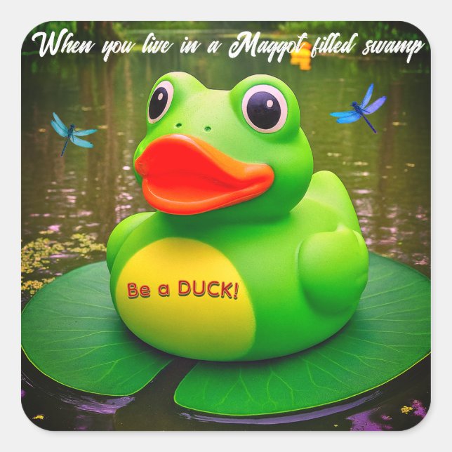 Enten-Frosch-Sumpf Quadratischer Aufkleber (Vorderseite)