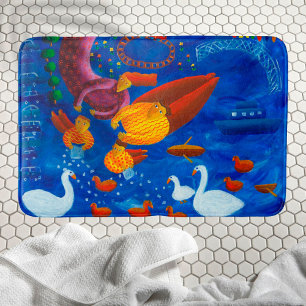 Enten füttern Acrylmalerei Kunst Badematte