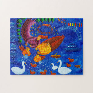 Enten füttern Gemälde Puzzle