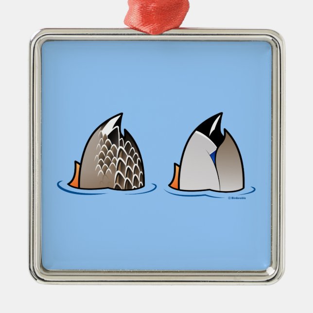Enten-Hintern Silbernes Ornament (Vorne)