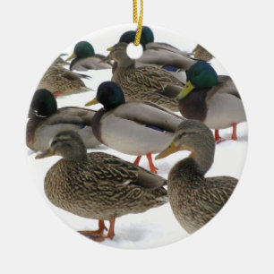 Enten in der Schnee-Verzierung Keramik Ornament