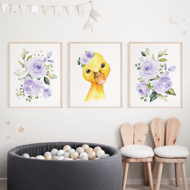 Enten, Landtiere, violette Blumen, geschlechtsneut Bilderwand Sets (Von Creator hochgeladen)