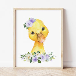 Enten, Landtiere, violette Blumen, geschlechtsneut Fotodruck