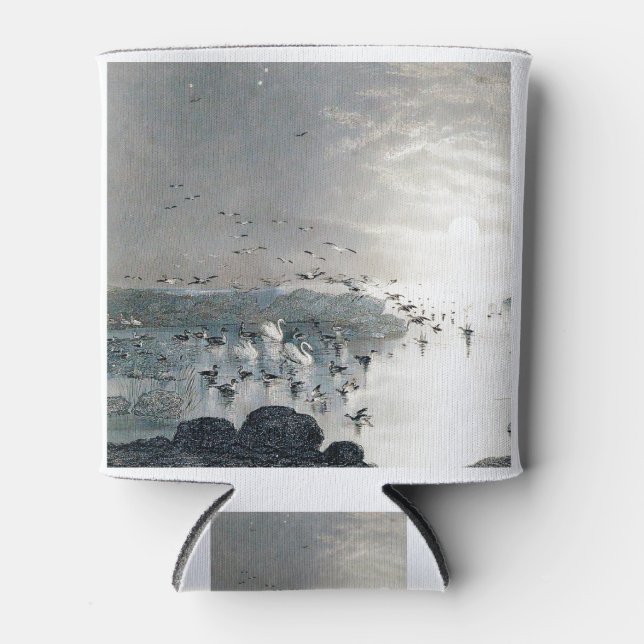 Enten, Mallards und Schwäne am See bei Sonnenunter Dosenkühler (Vorderseite)