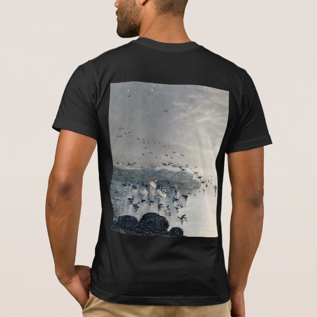Enten, Mallards und Schwäne am See bei Sonnenunter T-Shirt (Rückseite)
