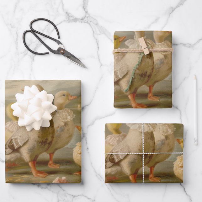 Enten - Ölgemäldepapier Geschenkpapier Set (Vorderseite)