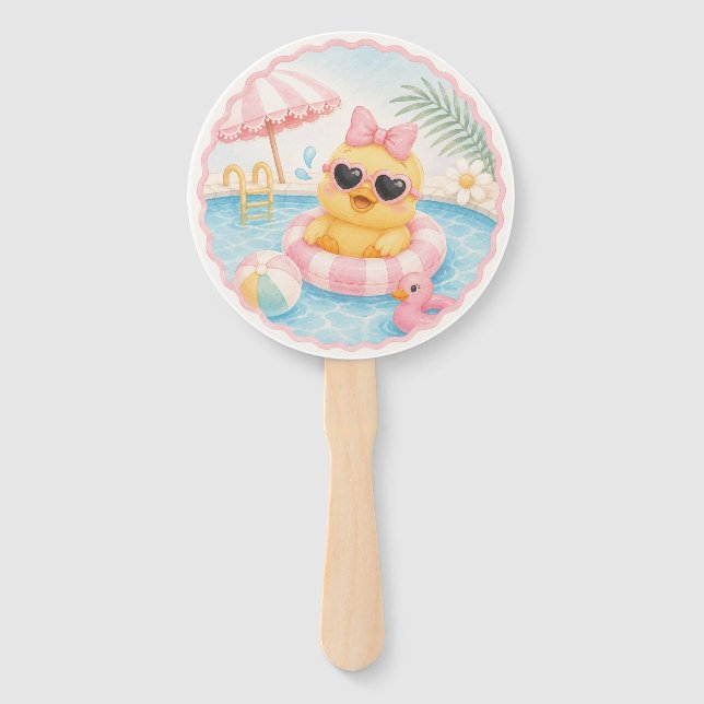Enten Pool Party Handfächer Geburtstagsgeschenk (Vorderseite)