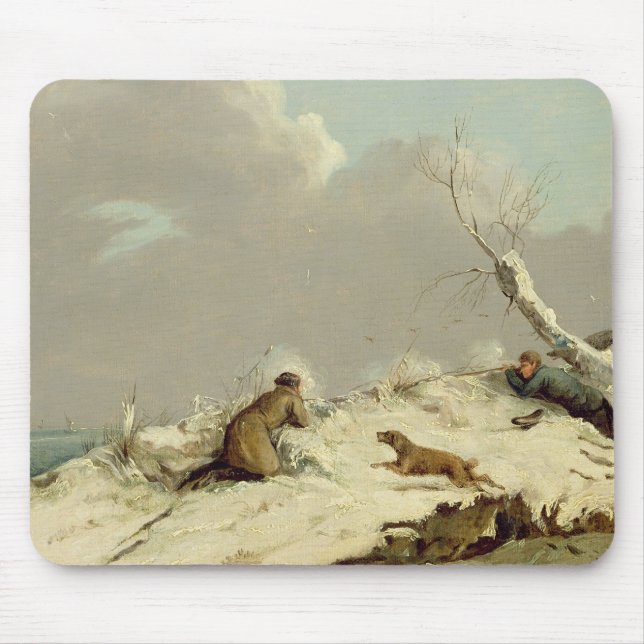 Enten-Schießen im Winter (Öl auf Leinwand) Mousepad (Vorne)