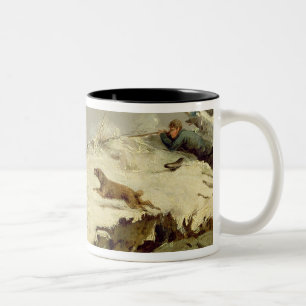 Enten-Schießen im Winter (Öl auf Leinwand) Zweifarbige Tasse