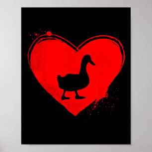 Enten-Silhouette Herzform Valentinstag Entenliebha Poster