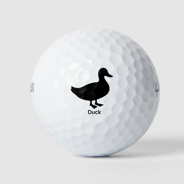 Enten-Silhouette - Schwarzes Tier Golfball (Vorderseite)