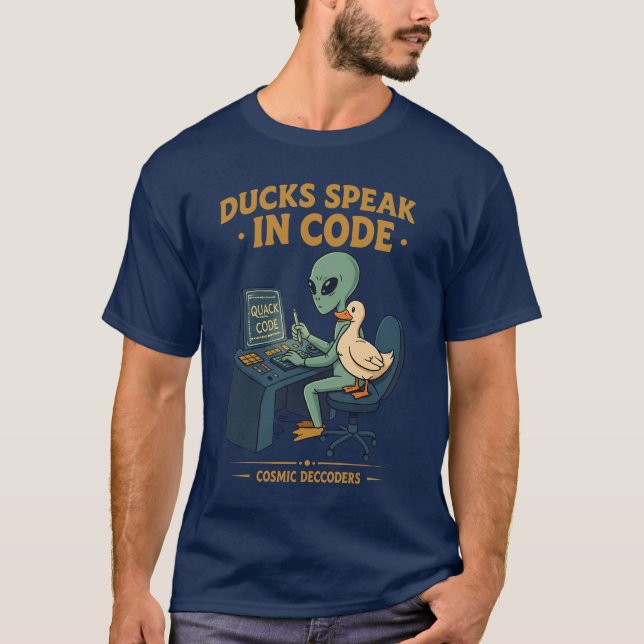 Enten sprechen im Code: Kosmische Decoder T-Shirt (Vorderseite)
