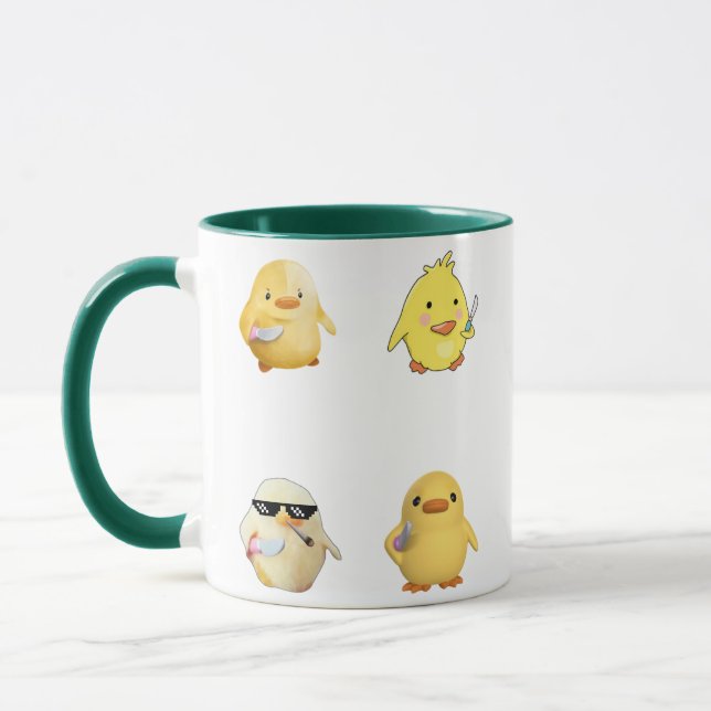 Enten-Tasse mit Messer für Meme-Fans - Geschenk Tasse (Links)