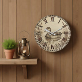 Enten Teich Holz Wanduhr