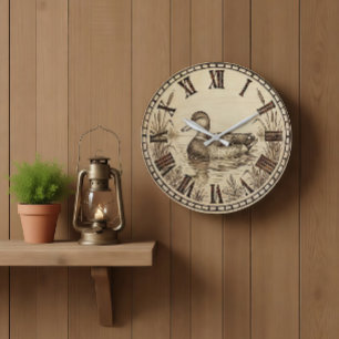 Enten Teich Holz Wanduhr