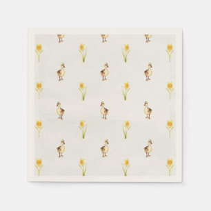 Enten und Affodien quacken in den Frühling Serviette