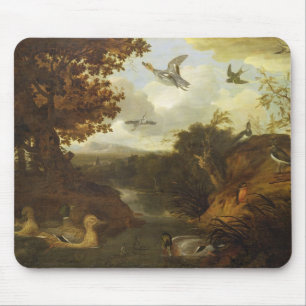 Enten und andere Vögel über einen Strom auf eine Mousepad