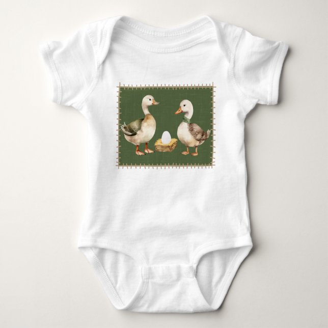 Enten und Ei, grün Baby Strampler (Vorderseite)